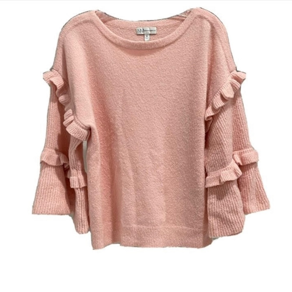 Neiman Marcus Bell Sleeve Sweater. Blush Pink. Size M